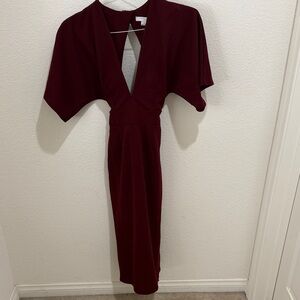 FAVLUX Deep Red Backless Dress